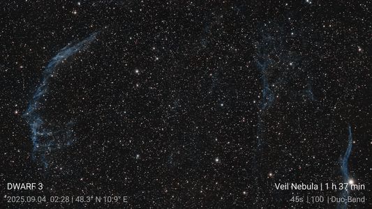 Cirrusnebel mit einem DWARF-3 Smart Teleskop aufgenommen